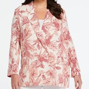 Ella Rafaella Floral Linen Mix Double Breasted Botanical Floral 2X Blazer